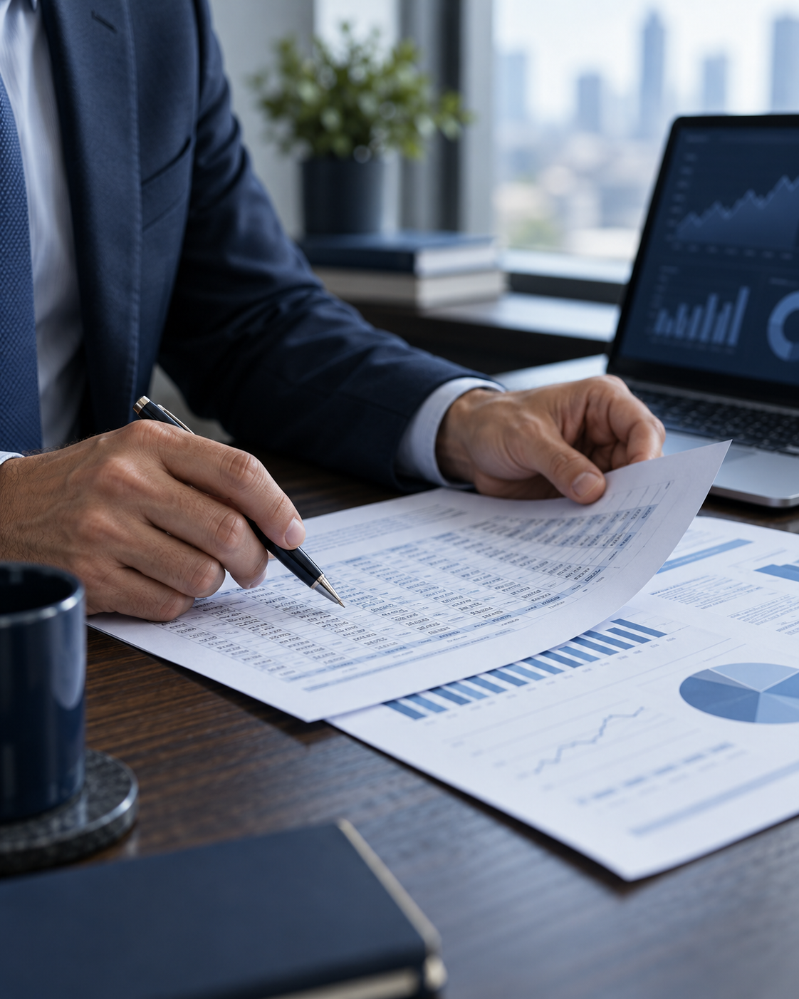 Escena conceptual de análisis financiero